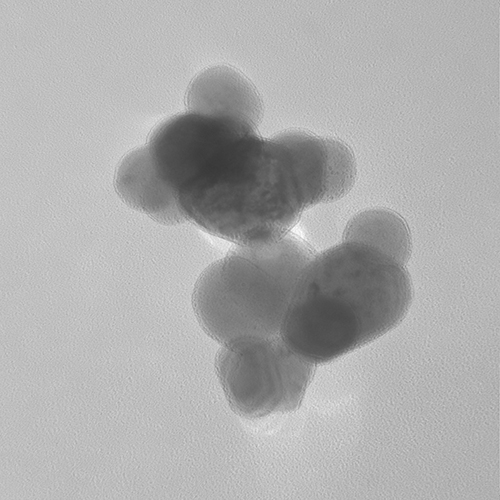 TEM image of titanium dioxide in the anatase polymorph.